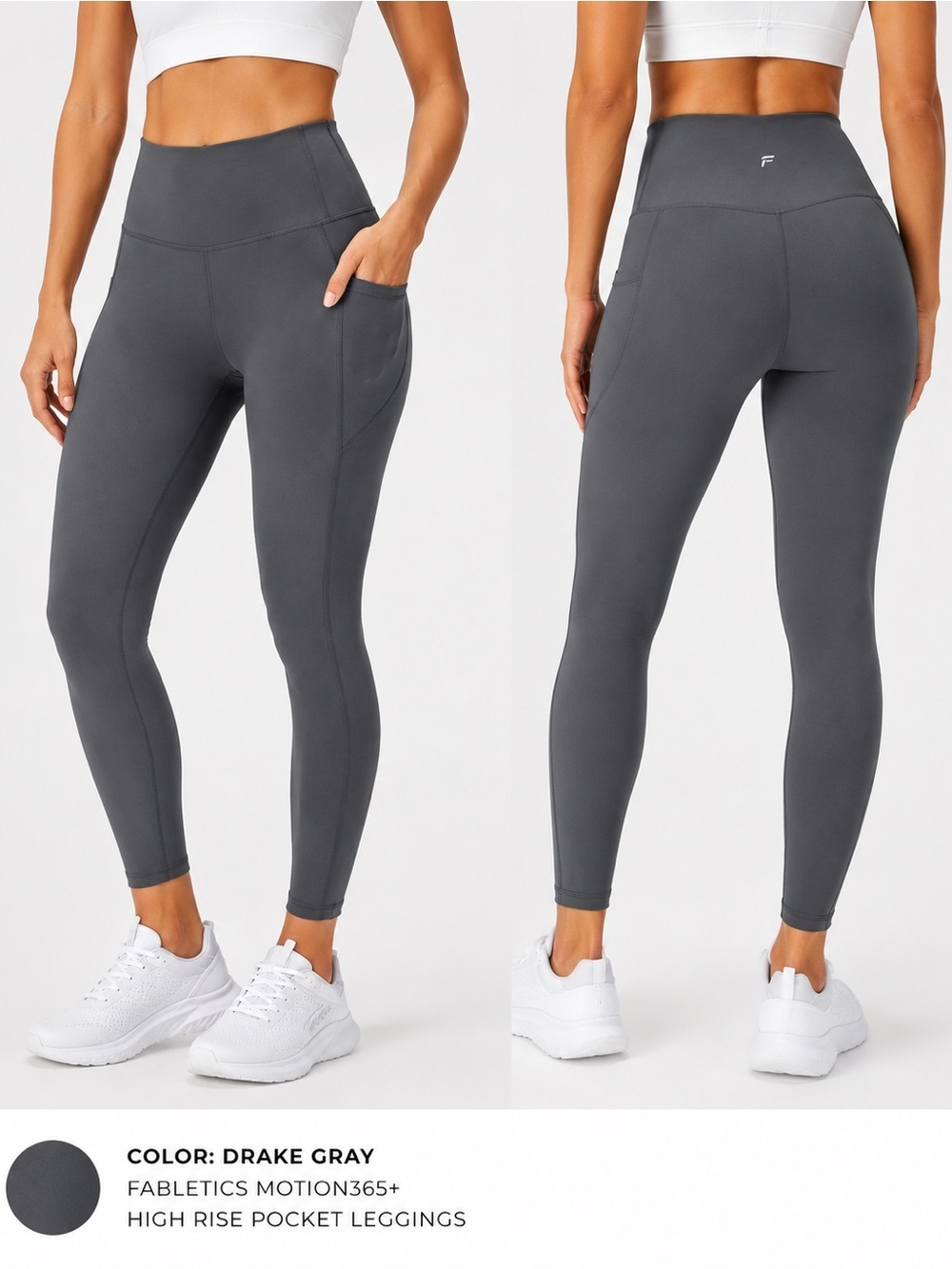 Fabletics Motion365+ Black High Rise Pocket Leggings Medium (See Measurements)